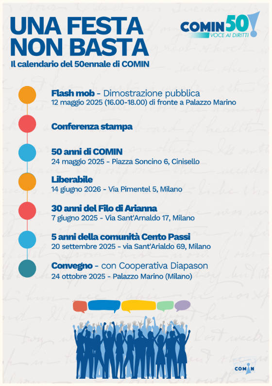Calendario COMIN cinquantenario una festa non basta